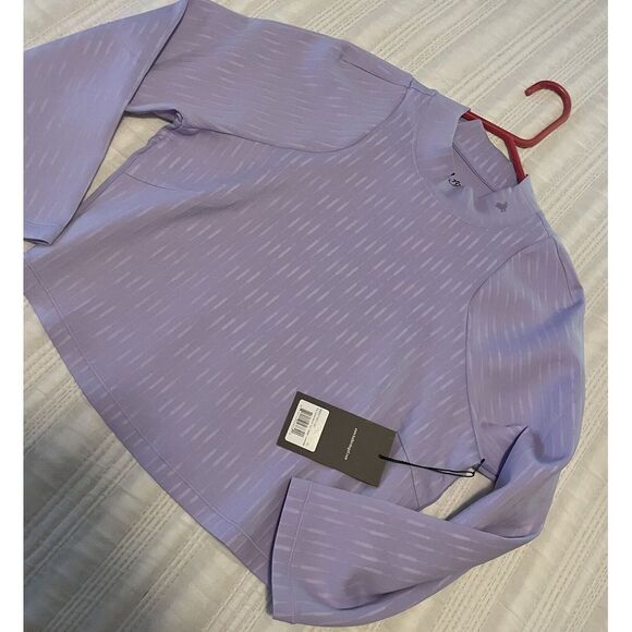 Bad Birdie Tops - Bad Birdie Lavender Crop Top with Subtle Stripe Texture